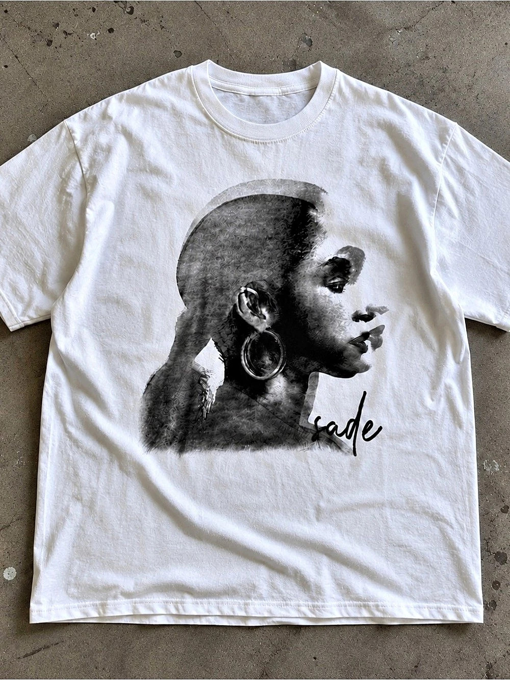 White Sade Singer Portrait Graphic Tee Gildan Reprint